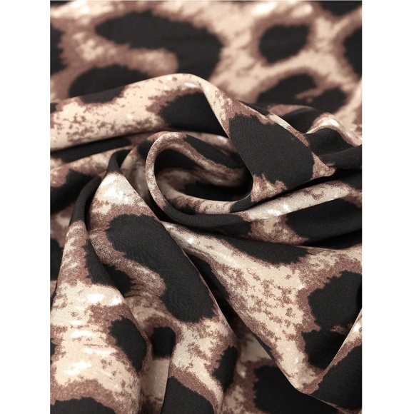 Backless Cheetah Maxi Dress Criss Cross V-Neck - Picture 8 of 16